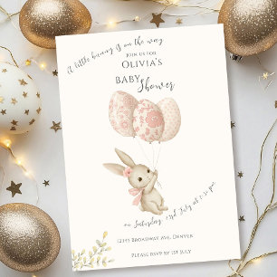 Invitation Baby shower lapin rose pâle