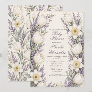 Invitation Baby-Shower Lavande et Ivoire
