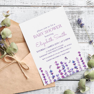 Invitation Baby shower Lavande et Papillon