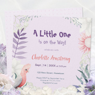 Invitation Baby Shower Lavande Fantaisiste pour Bébé de Genre
