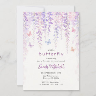 Invitation Baby Shower Lavande Papillon Bébé Fille