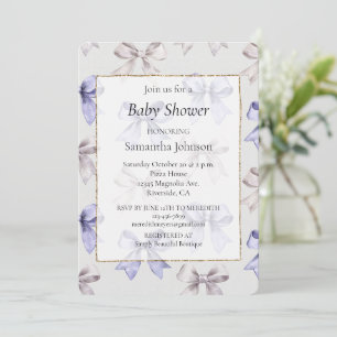 Invitation Baby shower Lavender Purple Bows