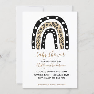 Invitation Baby shower Leopard arc-en-ciel