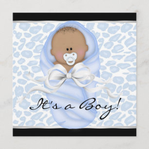 Invitation Baby shower Léopard Bleu