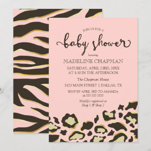 Invitation Baby shower Leopard Stripes