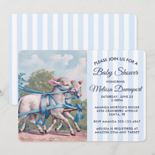 Invitation Baby Shower Les Agneaux Vintage dans des Rubans Bl