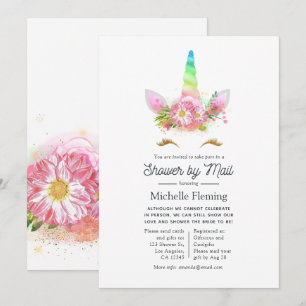 Invitation Baby Shower Licorne Arc-en-ciel par la Poste