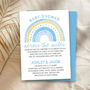 Invitation Baby-Shower Licorne Bébé Garçon Bleu à Travers les