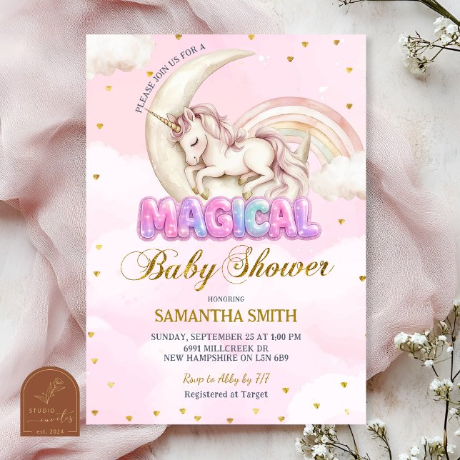 Invitation Baby shower licorne fille magique (Créateur téléchargé)