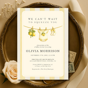 Invitation Baby Shower Ligne de Vêtements au Citron