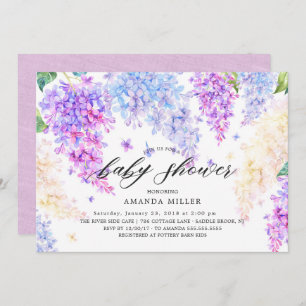 Invitation Baby shower Lilac Aquarelle