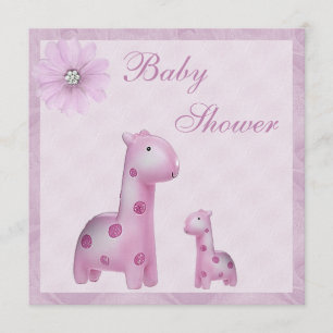 Invitation Baby shower lilas de fille de girafes de maman et