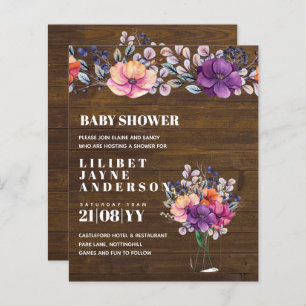 Invitation Baby shower Lilibet - Rustic Orange Pur