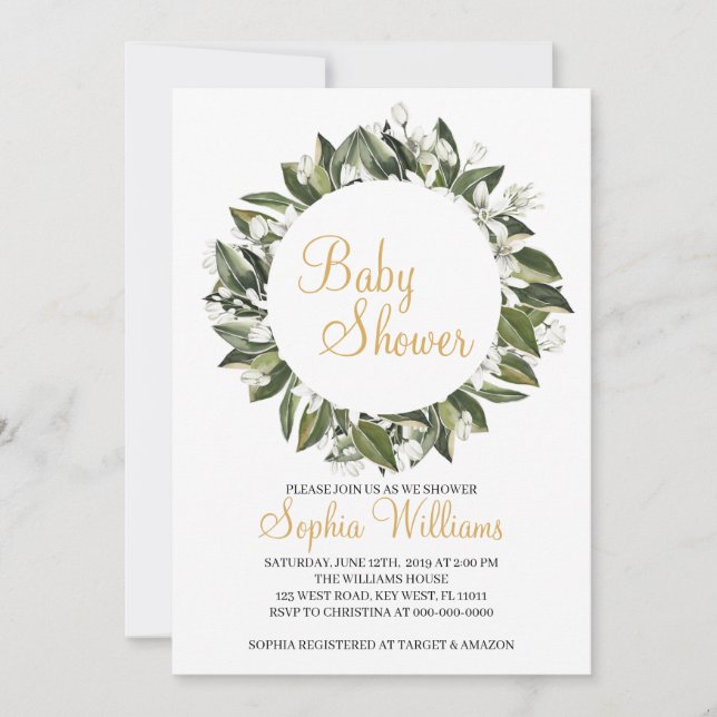 Invitation Baby shower Lilies (Devant)