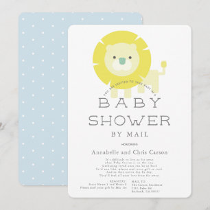 Invitation Baby shower Lion Baby Blue Boy par la poste