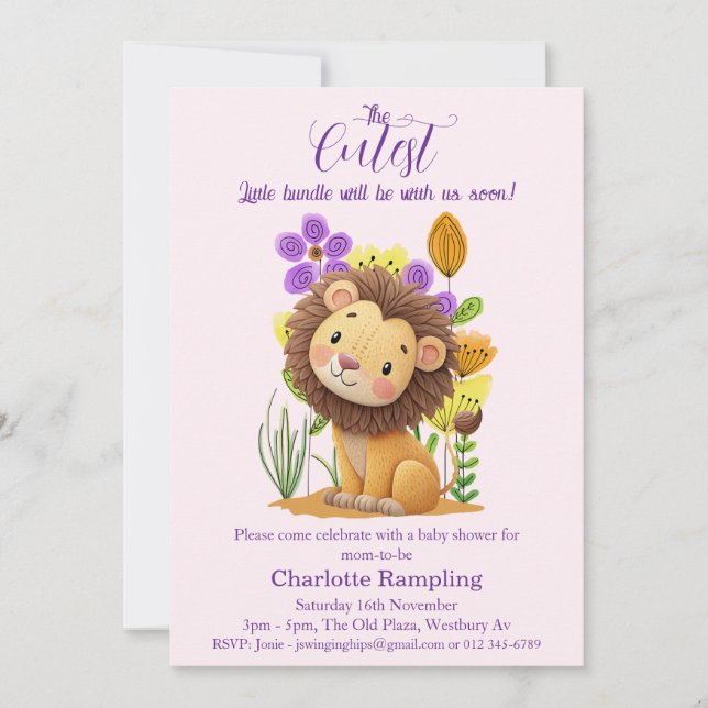 Invitation Baby shower Lion Cub (Devant)