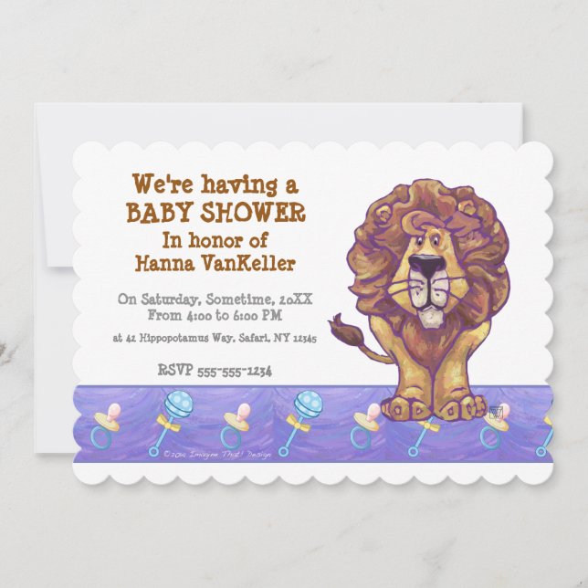 Invitation Baby shower Lion mignon (Devant)
