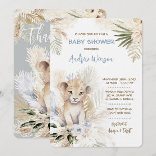 Invitation Baby shower Lion Prince personnalisé