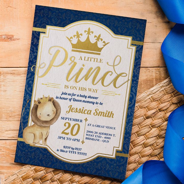 Invitation Baby shower Lion Royal Prince (Give yourself the full royal treatment to celebrate the arrival of your little lion prince. )
