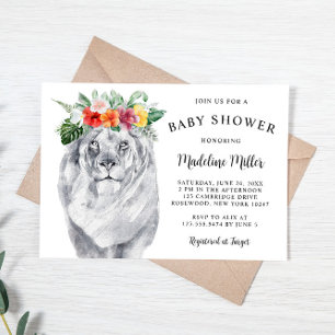 Invitation Baby shower Lion Tropical Safari