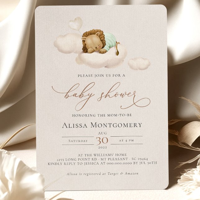 Invitation Baby shower Lion VERT (Créateur téléchargé)