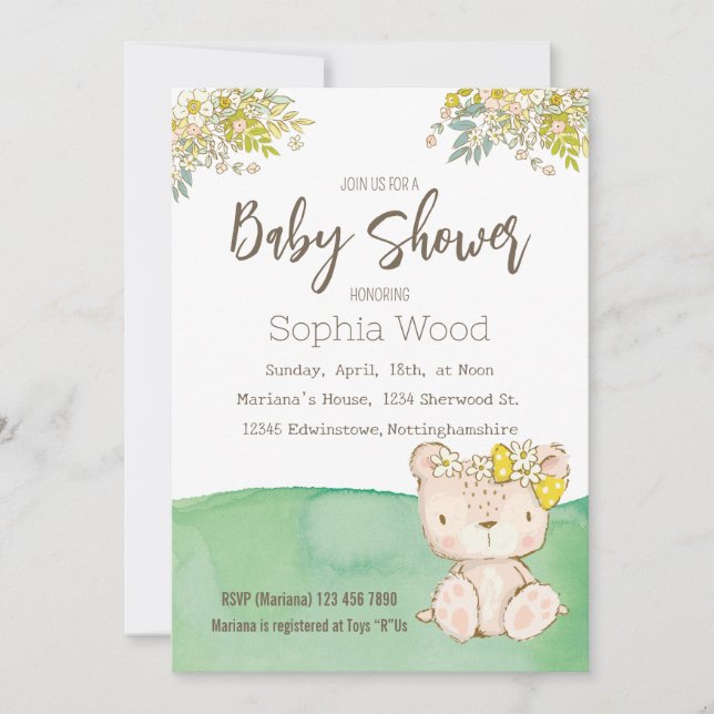 Invitation Baby Shower Little Bear (Devant)