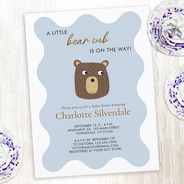 Invitation Baby shower Little Bear Cub (Cute little bear cub personalized custom text baby shower invitation postcard)