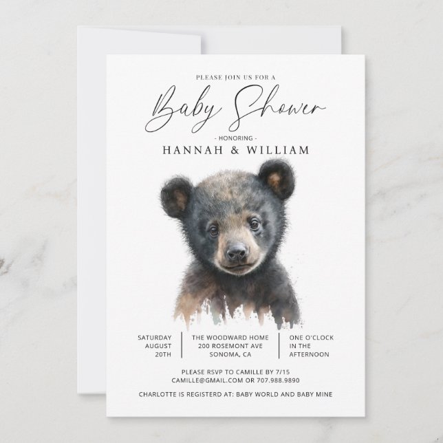 Invitation Baby shower Little Bear Cub (Devant)