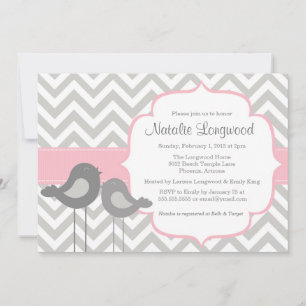 Invitation Baby shower Little Bird Chevron
