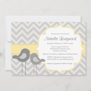 Invitation Baby shower Little Bird Chevron