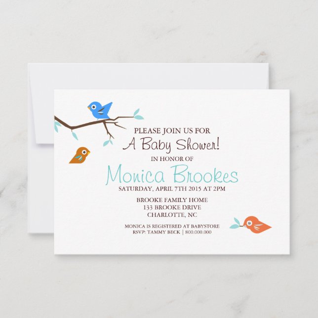 Invitation baby shower | Little Birdie Boy White (Devant)