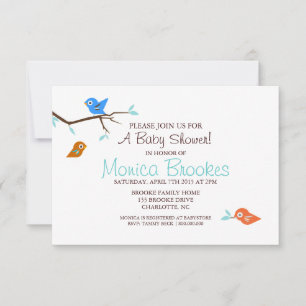 Invitation baby shower   Little Birdie Boy White