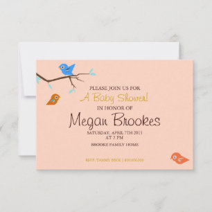 Invitation baby shower   Little Birdie Peach