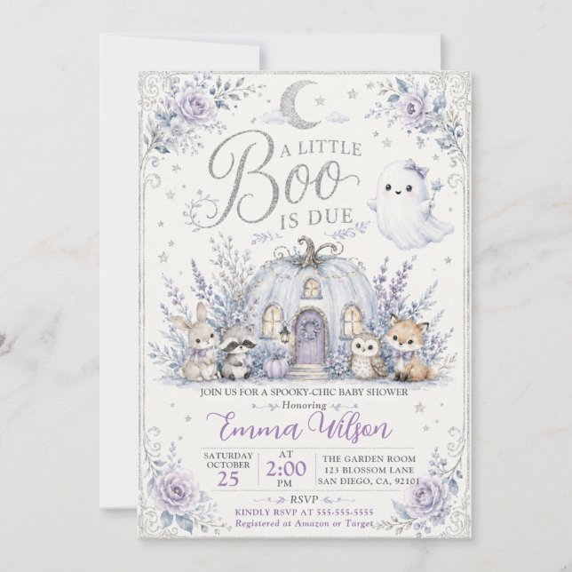 Invitation Baby Shower Little Boo Spooky (Devant)
