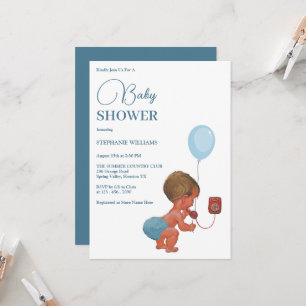 Invitation baby shower "Little Boy Calling"