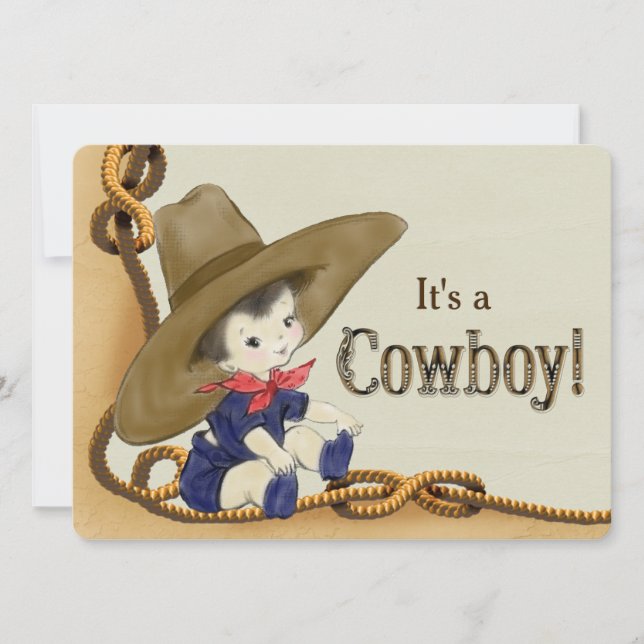 Invitation Baby-Shower Little Cowboy (Devant)
