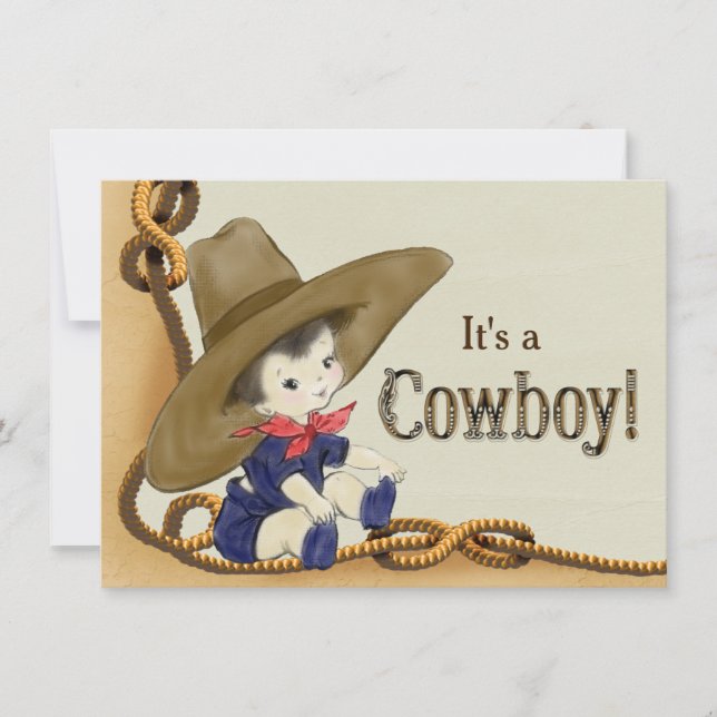 Invitation Baby-Shower Little Cowboy (Devant)