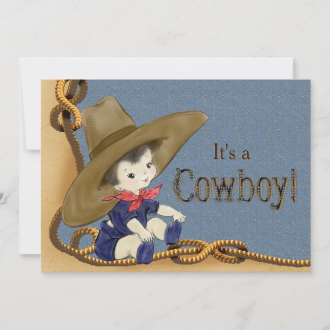 Invitation Baby-Shower Little Cowboy (Devant)