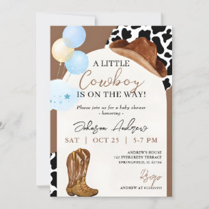 Invitation Baby shower Little Cowboy numérique personnel