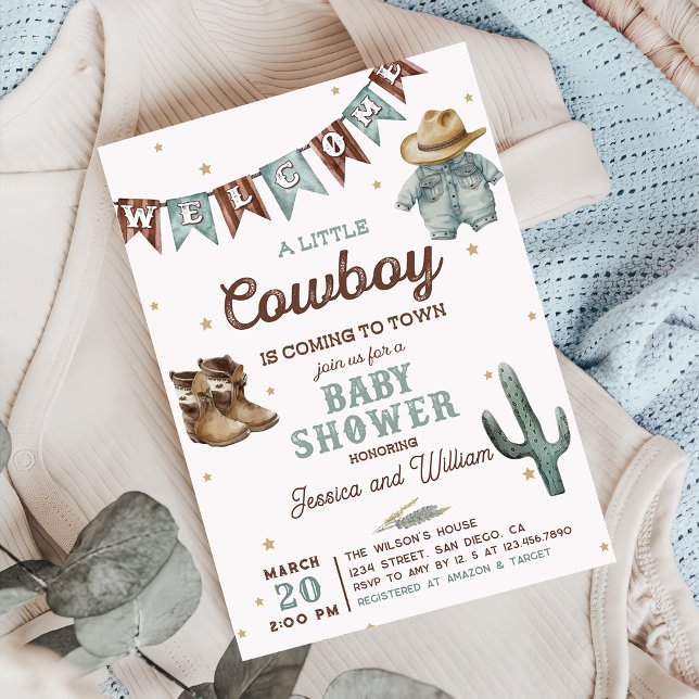 Invitation Baby shower Little Cowboy Wild West Boy (Créateur téléchargé)