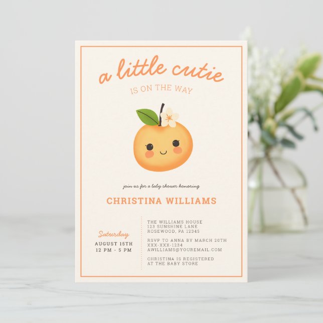 Invitation Baby shower Little Cutie (Debout devant)