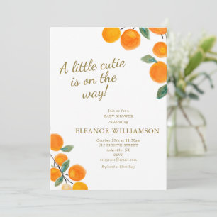 Invitation Baby Shower Little Cutie Orange Citrus Fruit