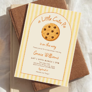 Invitation Baby-Shower Little Cutie Pie aux rayures jaunes