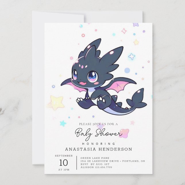 Invitation Baby shower Little Dragon (Devant)