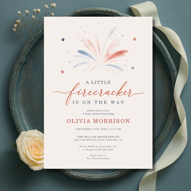 Invitation Baby Shower Little Firecracker 4 juillet (Créateur téléchargé)