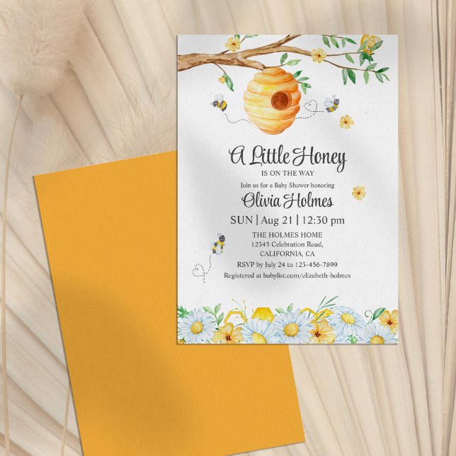 Invitation Baby shower "Little Honey Bee" ("Little Honey Bee" Baby Shower Invitation)