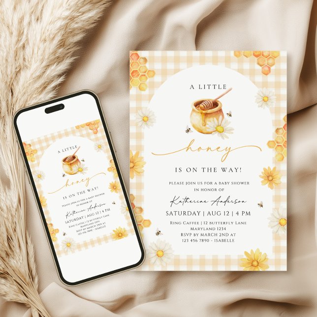 Invitation Baby Shower Little Honey Gingham (Créateur téléchargé)