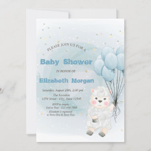 Invitation Baby shower Little Lamb Sheep Stars