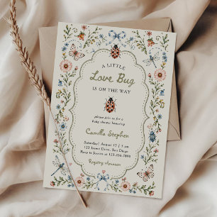 Invitation Baby Shower Little Love Bug Fleur Sauvage