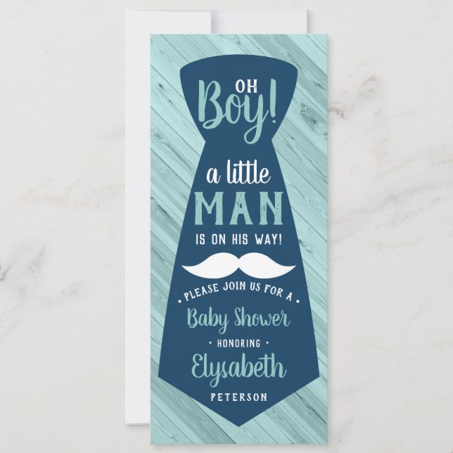 Invitation Baby shower Little Man, Cravate, Marine (Devant)